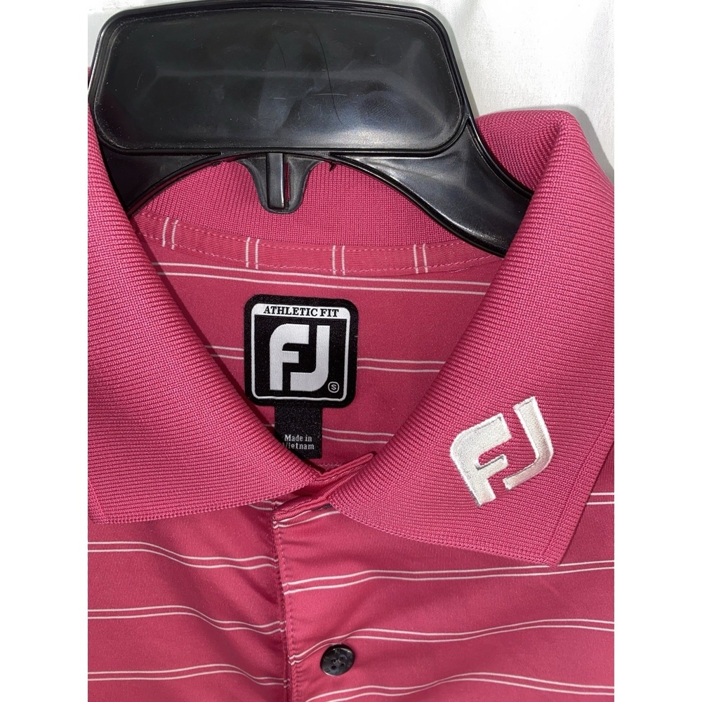 Footjoy Polo Shirt Mens Small Pink Performance Pro Tour Collar Logo Golf - Picture 3 of 4